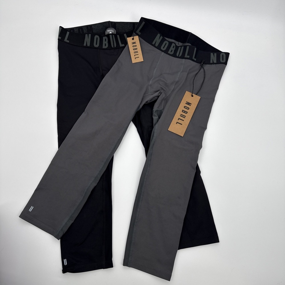 NWT NOBULL Men's 3/4 CrossFit Compression Tight Legging 2pk Gray Black Large